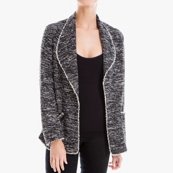 NWT Maxi Studio Shawl Collar Tweed Open Front Cardigan Sweater - Picture 1 of 7